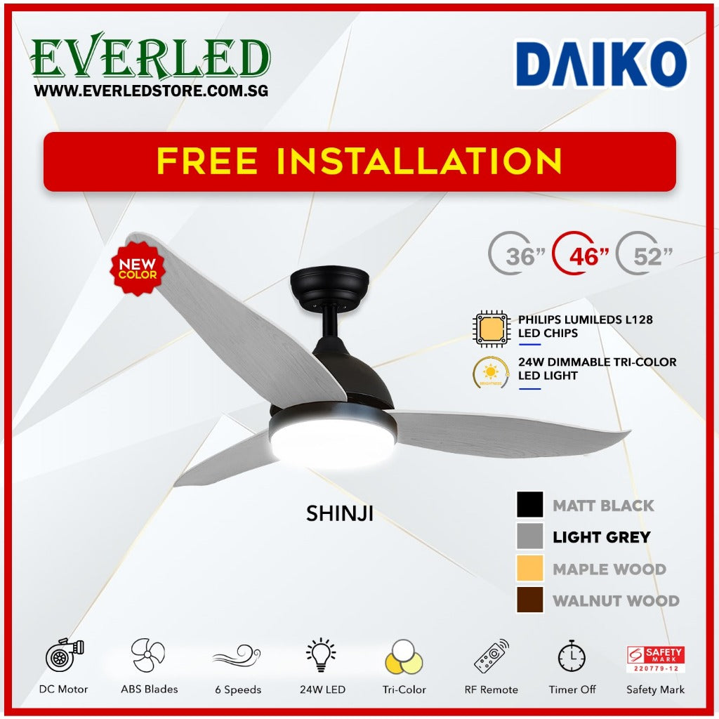*FREE STANDARD INSTALLATION* Daiko DC Shinji 36"/46"/52" with Tri-color LED (Inverter DC Fan) *CDC & Climate Voucher Accepted in Showroom*