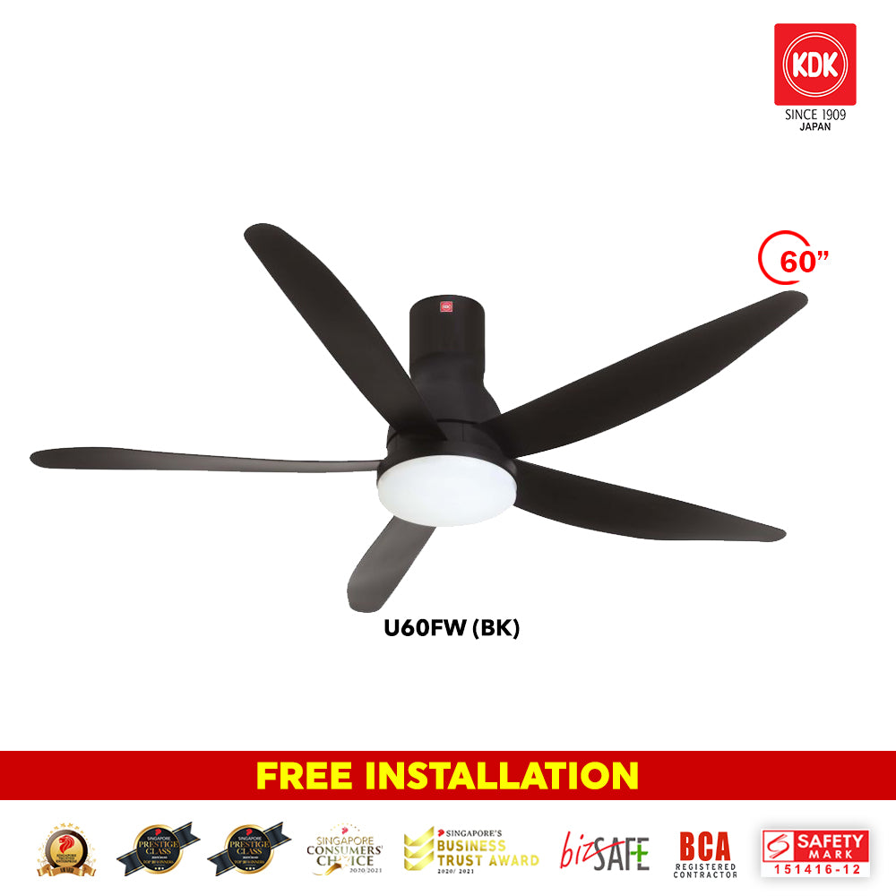 *FREE STANDARD INSTALLATION* KDK DC Fan U60FW (5 Blades 60" inch with LED Light) *CDC & Climate Voucher Accepted In Showroom*