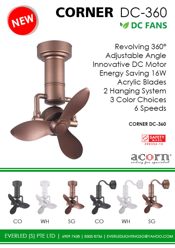 *SMART* Acorn DC-360 16" (Corner Fan - Inverter DC Fan) *CDC & Climate Voucher Accepted In Showroom*